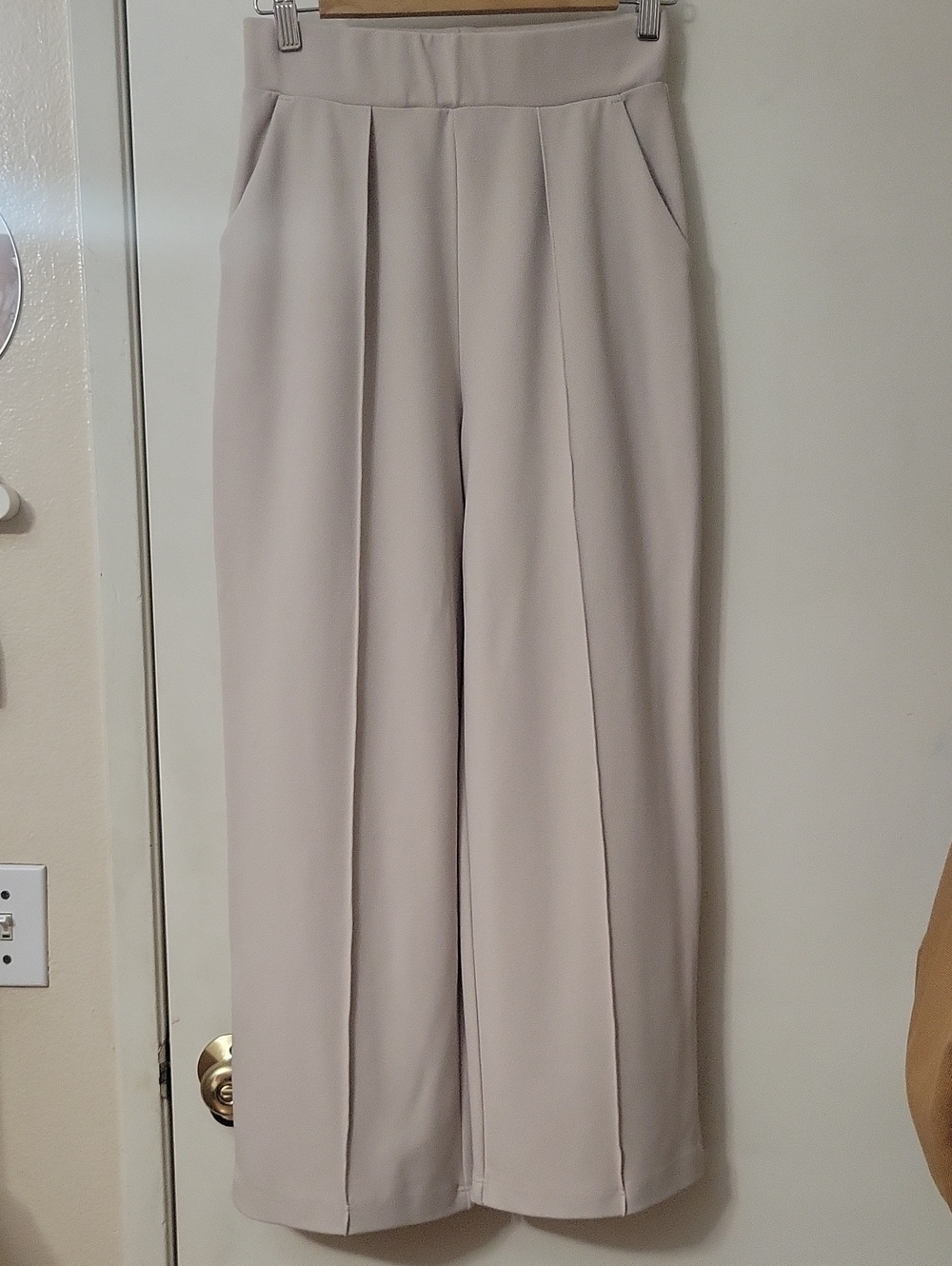 H&M Wide-Leg High-Rise Pants in Light Beige